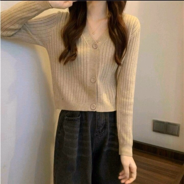 Áo Len Cổ V Phối 3 Khuy Chất Len Lông Cừu Mềm Mịn Sldca71 - Diepchi Fashion - Ảnh 4