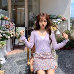 Áo Cardigan Len Mỏng 1 Khuy Nhẹ Nhàng, Tiểu Thư Sldca153 - Diepchi Fashion