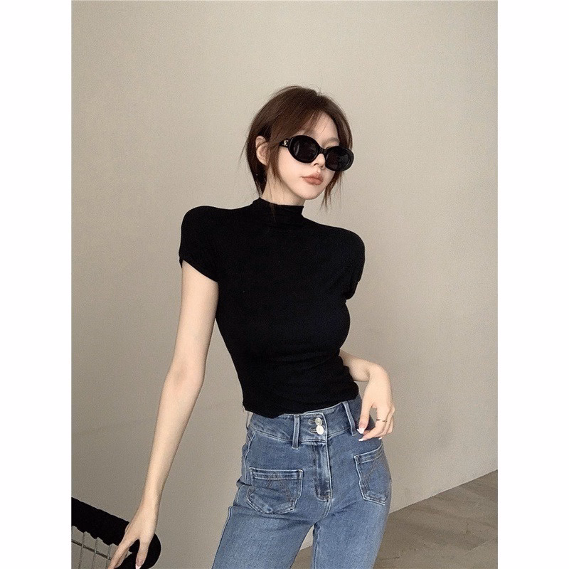 Áo Thun Tay Hến Cổ Cao 3 Cm Chất Liệu Cotton Co Giãn 4 Chiều Sldc204 - Diepchi Fashion - Ảnh 2