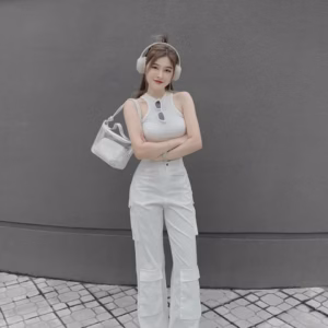 Set Bộ Đồ Nữ Áo Thun Crotop Ba Lỗ Phối Quần Ống Đứng Túi Hộp Dd021 - Nana House