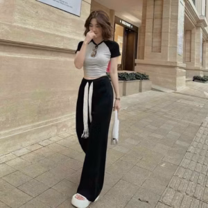 Set Đồ Nữ Áo Thun Tay Lỡ Phối Quần Dài Suông - Ausa House