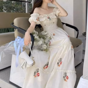 Đầm Váy Nữ Maxi Trễ Vai Lụa In Hoa Sa154 - Sam Store