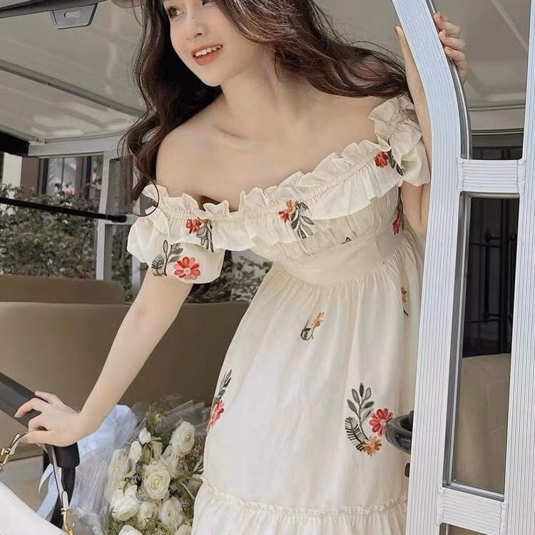 Đầm Váy Nữ Maxi Trễ Vai Lụa In Hoa Sa154 - Sam Store - Ảnh 4