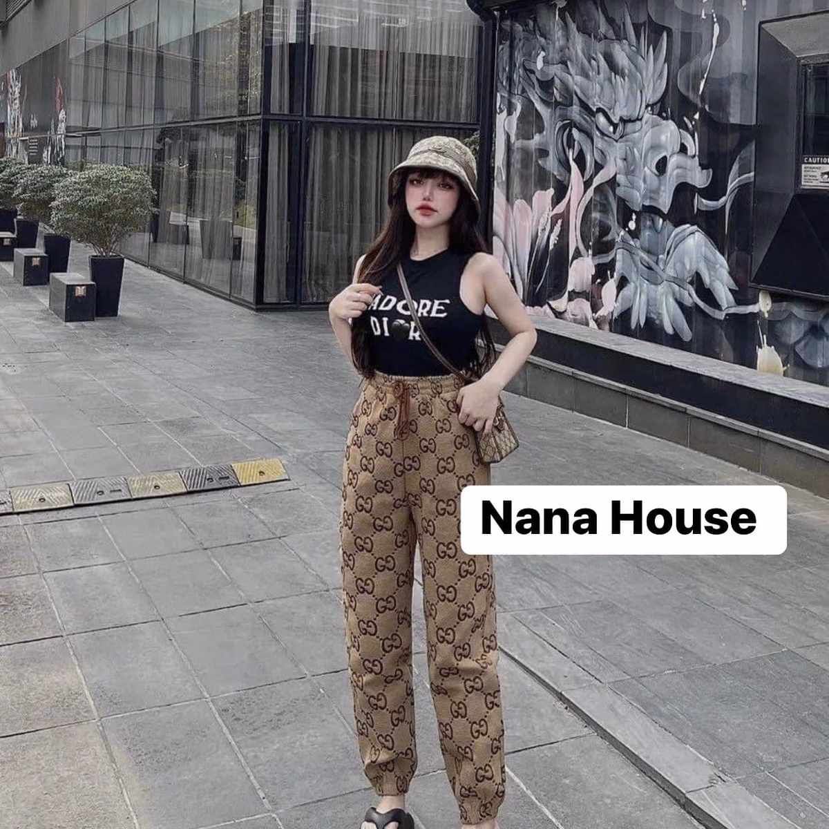 Set Bộ Đồ Nữ Áo Ba Lỗ In 3D Phối Quần Dài Bố Dạ Bt207 - Nana House - Ảnh 3