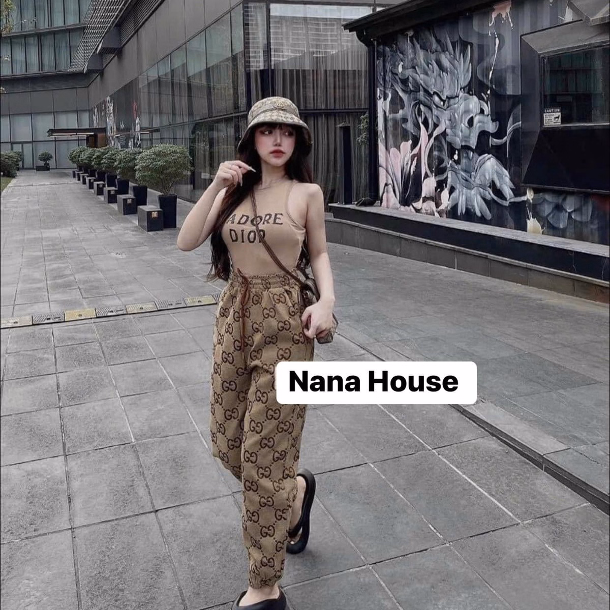 Set Bộ Đồ Nữ Áo Ba Lỗ In 3D Phối Quần Dài Bố Dạ Bt207 - Nana House - Ảnh 4