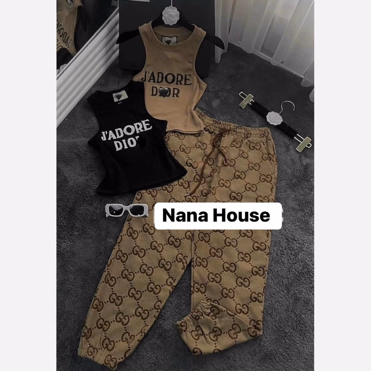 Set Bộ Đồ Nữ Áo Ba Lỗ In 3D Phối Quần Dài Bố Dạ Bt207 - Nana House - Ảnh 7