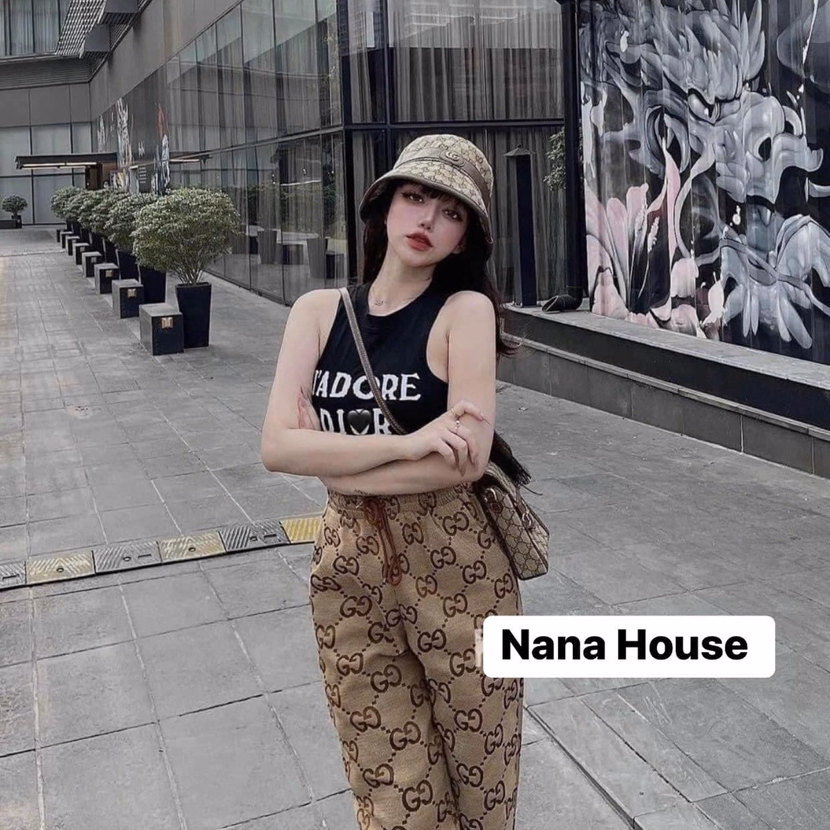 Set Bộ Đồ Nữ Áo Ba Lỗ In 3D Phối Quần Dài Bố Dạ Bt207 - Nana House