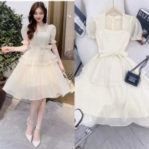 Đầm Váy Nữ Voan Tay Phồng Form Xòe Q45- Sam Store