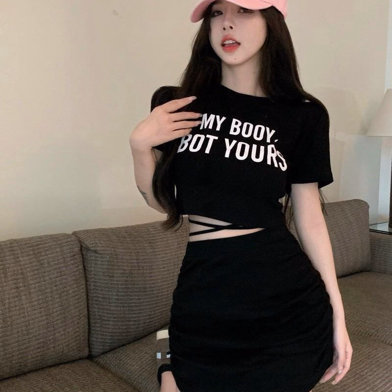 Set Bộ Đồ Nữ Áo Croptop My Booy Mix Chân Váy Ngắn Sa164 - Sam Store - Ảnh 4