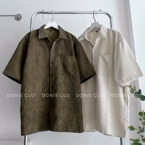 Áo Sơ Mi Nam Nữ Phối Dáng Trẻ Trung Chất Liệu Form Rộng Vải Nhung Thiết Kế Túi Nhỏ Gọn Hàng Hot Trend-Htm Fashion