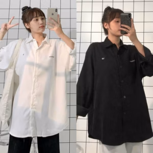 Áo Sơ Mi Nữ Chất Liệu Vải Mặc Mát Mẻ Phối Dáng Tinh Tế Form Rộng Tay Dài Bao Đẹp Hàng Hot Trend-Htm Fashion