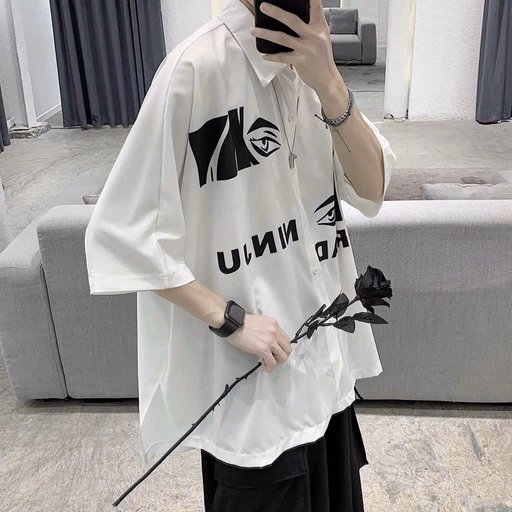 Áo Sơ Mi Nam Nữ Phối Dáng Kiểu Hàn Quốc Hình In Đậm Nét Phong Cách Form Rộng Siêu Ngầu Hàng Hot Trend-Htm Fashion - Ảnh 2