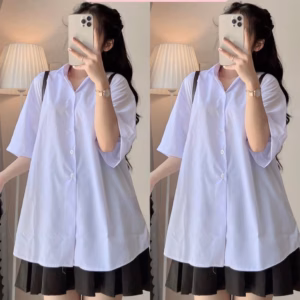 Sơmi Học Sinh Tay Lỡ Ko Túi Hàng Cao Cấp - Lê Phương Boutique