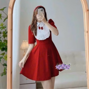 Đầm Nữ Tiểu Thư Phối Cổ Viền Bèo Đính Nơ - Ausa House