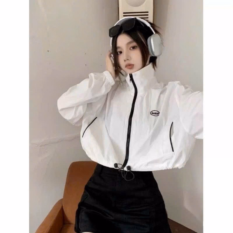 Áo Khoác Dù Nữ Phối Phong Cách Form Rộng Dáng Lửng Hàng Xinh Mặc Mát Mẻ Cổ Áo Đẹp Hot Trend-Htm Fashion