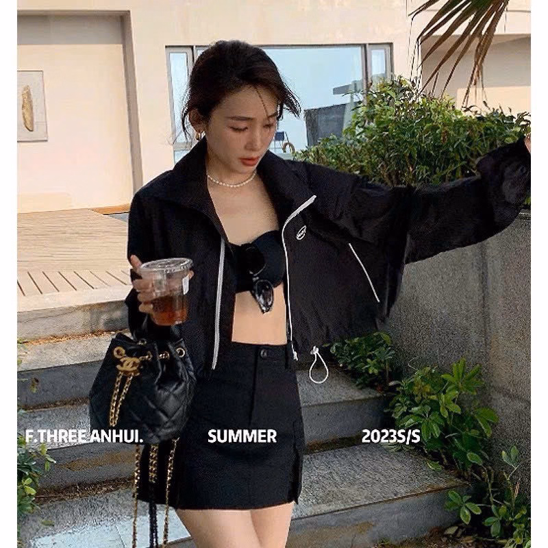 Áo Khoác Dù Nữ Phối Phong Cách Form Rộng Dáng Lửng Hàng Xinh Mặc Mát Mẻ Cổ Áo Đẹp Hot Trend-Htm Fashion - Ảnh 5