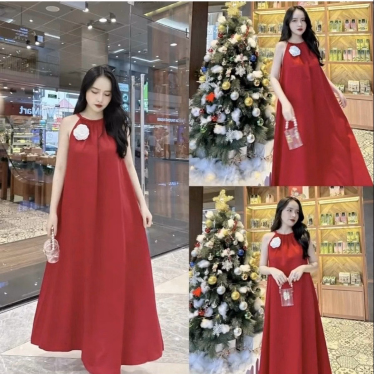 Váy Maxi Đi Biển Cổ Yếm Dáng Dài Đính Bông Sa189 - Sam Store - Ảnh 2