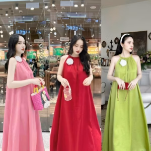 Váy Maxi Đi Biển Cổ Yếm Dáng Dài Đính Bông Sa189 - Sam Store