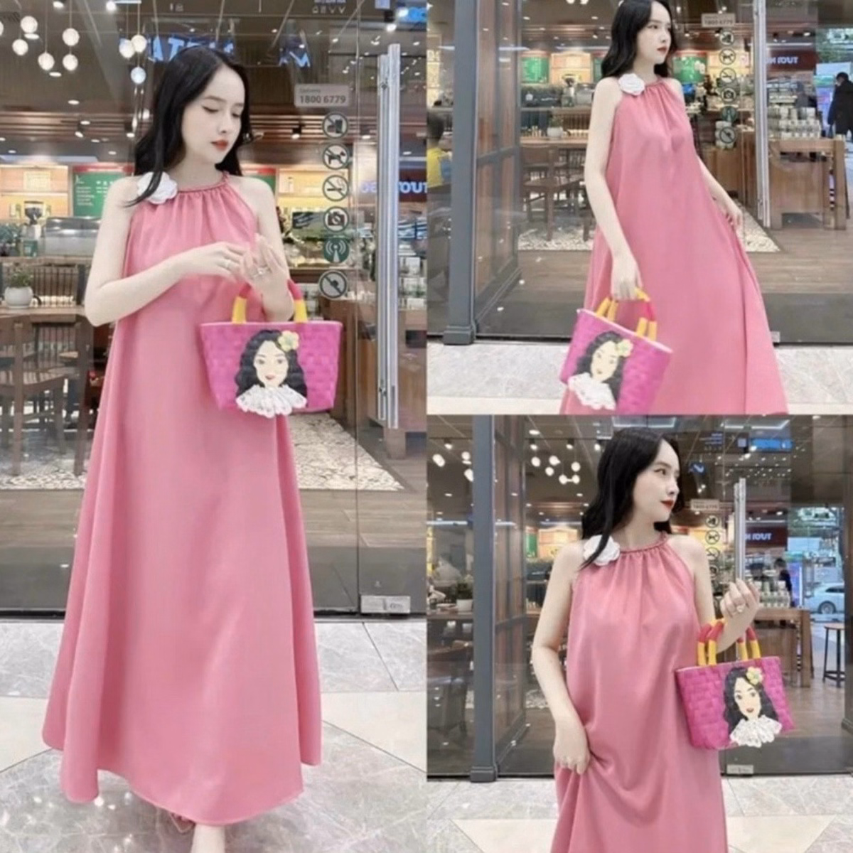 Váy Maxi Đi Biển Cổ Yếm Dáng Dài Đính Bông Sa189 - Sam Store - Ảnh 4