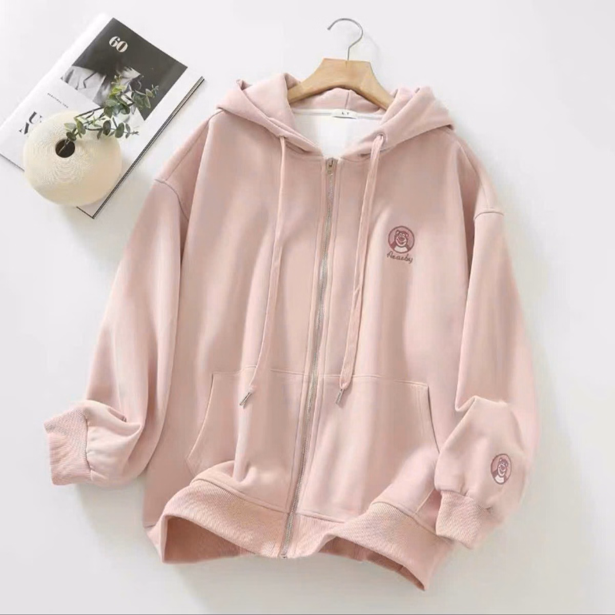 Áo Khoác Nỉ Dây Kéo Nữ Thêu Hình Gấu Aby Form Rộng Nhiều Màu Ut03 - Golden Dream