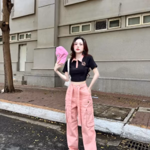 Set Bộ Đồ Nữ Áo Gân Thêu Phối Quần Chéo Túi Hộp Sa180 - Sam Store