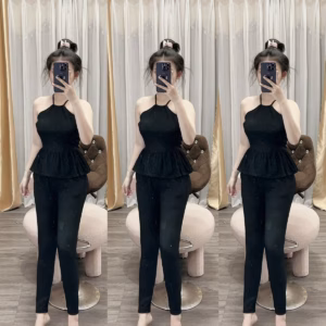 Set Bộ Đồ Nữ Xốp Cổ Yếm Form Xòe Phối Quần Dài Sa783 - Sam Store