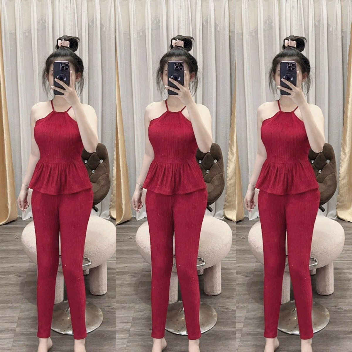 Set Bộ Đồ Nữ Xốp Cổ Yếm Form Xòe Phối Quần Dài Sa783 - Sam Store - Ảnh 2