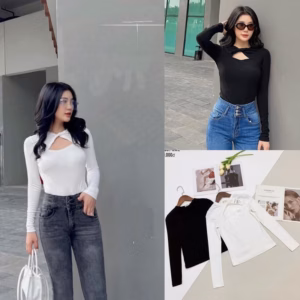 Áo Dài Tay Cổ Tròn Chất Zip Khoét Ngực Phong Cách Quyến Rũ Dành Cho Bạn Nữ Sldca209 - Diepchi Fashion