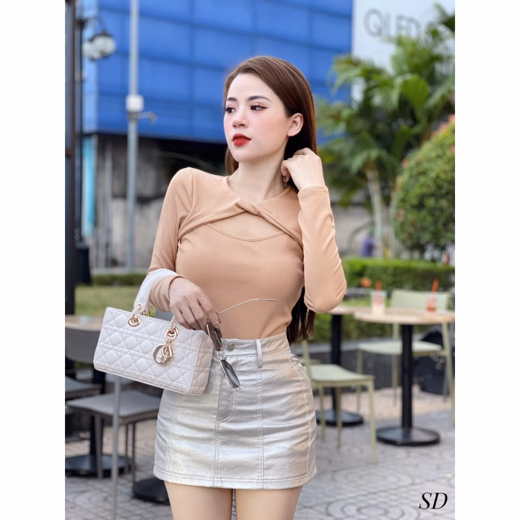 Áo Dài Tay Cổ Tròn Chất Zip Khoét Ngực Phong Cách Quyến Rũ Dành Cho Bạn Nữ Sldca209 - Diepchi Fashion - Ảnh 3
