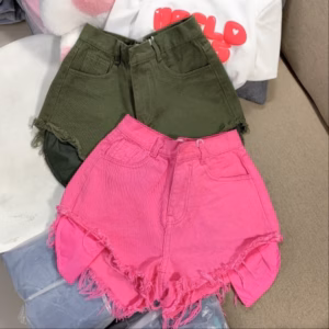 Quần Short Jean Túi Lồi Tua Rua Trơn Mới Hottrend - Lê Phương Boutique