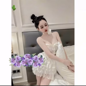 Set Đầm Nữ Voan Bèo Nhúng Nhiều Tầng Đính Hoa Cổ Rời - Ausa House