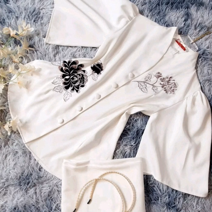 Set Đồ Lam Đi Chùa Nữ Vải Lục Ngọc Trai Lụa Thêu Hoa Mẫu Đơn - Shop Mẹ Bống - Ảnh 7