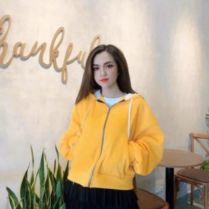 Áo Khoác Nữ Dáng Form Rộng Tay Phồng Kiểu Lửng Ngang Eo Siêu Cute Chất Vải Áo Dày Dặn Mát Mẻ Có Nón Đẹp Hàng Hot Trend-Htm Fashion