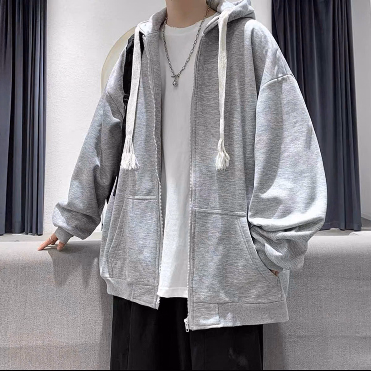 Áo Khoác Nỉ Nam Nữ Form Rộng Cánh Tay Phong Cách Hàn Quốc Chất Vải Mát Mẻ Hàng Hot Trend-Htm Fashion - Ảnh 3