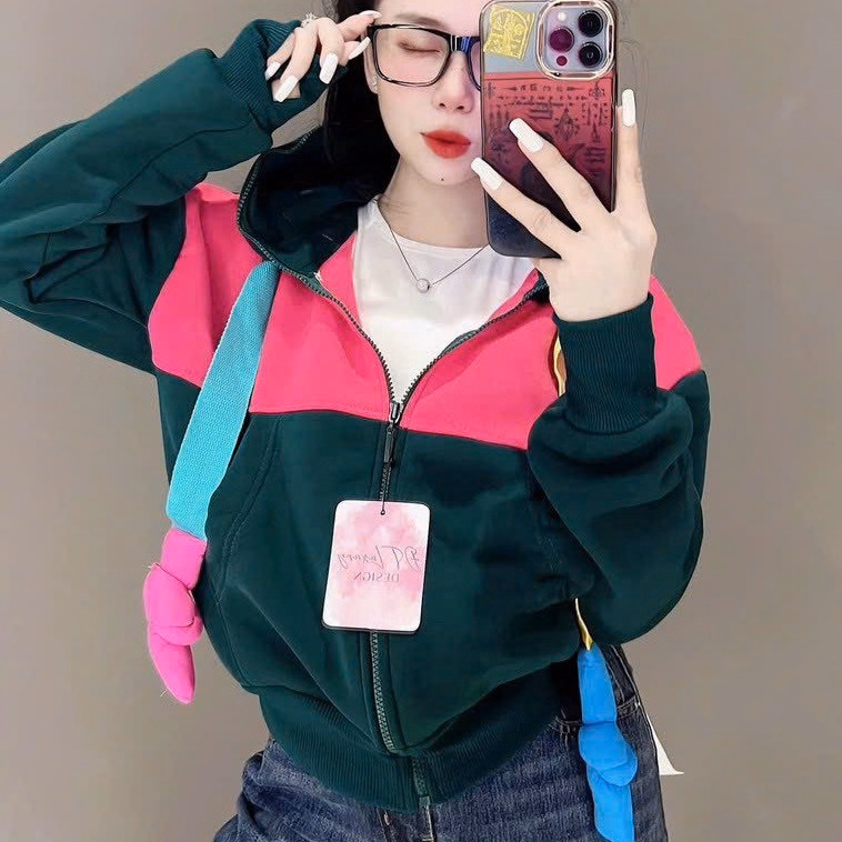 Áo Khoác Nỉ Phối Theo Màu Bản Lớn Có Nón To Siêu Đẹp To Rộng Chất Vải Dày Mềm Mịn Áo Đẹp Hàng Hot Trend-Htm Fashion - Ảnh 6