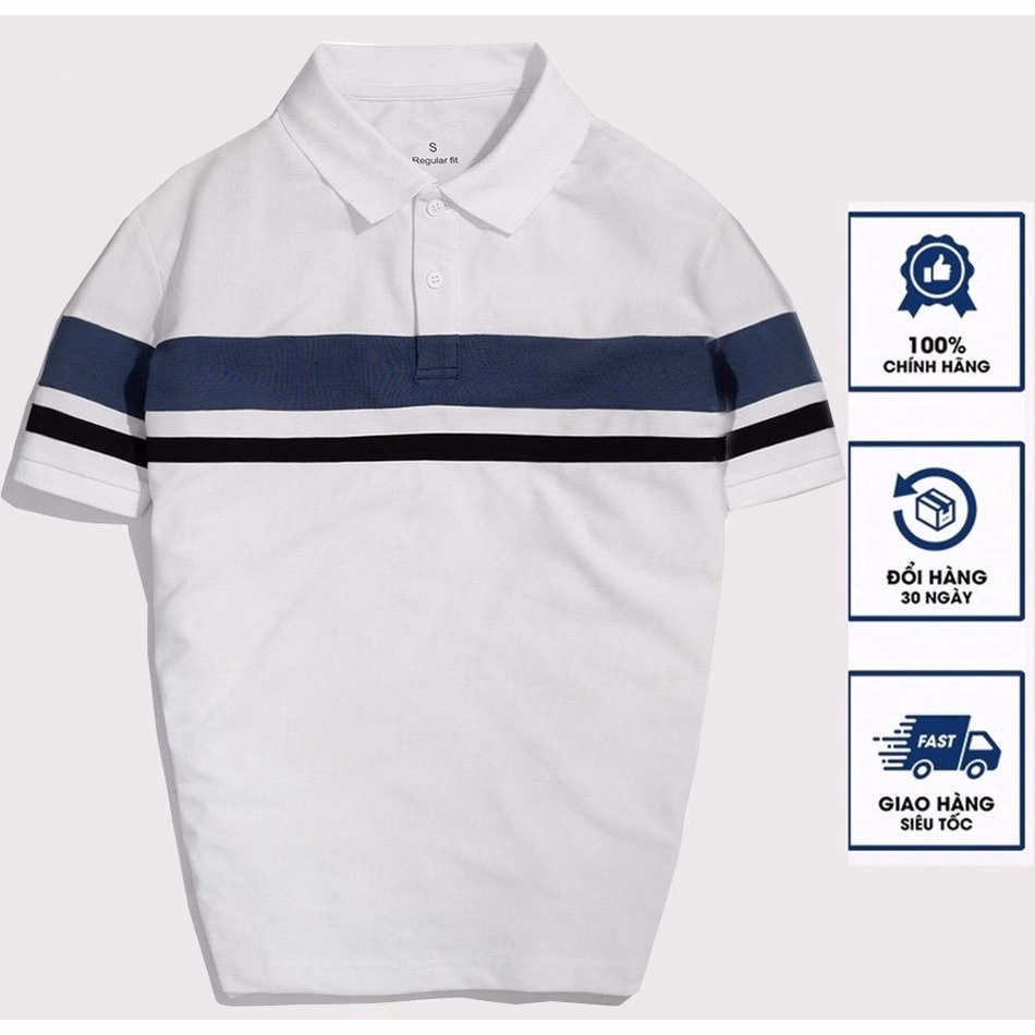 Áo Thun Nam Polo Phối Sọc Tay Ngắn Thun Cotton Co Giãn 4 Chiều - Lê Phương Boutique