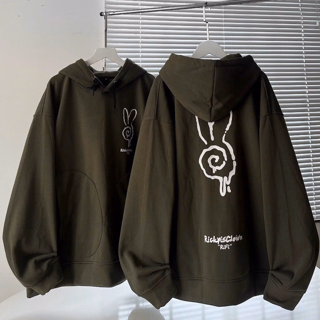 Áo Hoodie Nam Nữ Vải Nỉ Ngoại In Hình Thỏ Phối Túi Hộp Form Rộng Đẹp Tp83 - Golden Dream - Ảnh 3