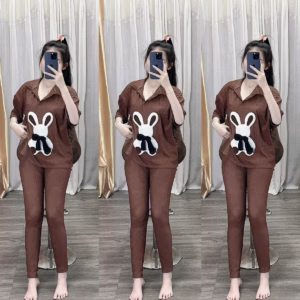 Set Bộ Đồ Nữ Thun Xốp Hình Thỏ Áo Ngắn Tay Phối Quần Ôm Set Bộ Đồ Nữ Thun Xốp Hình Thỏ Áo Ngắn Tay Phối Quần Ôm Bt892 - Nana House - Nana House