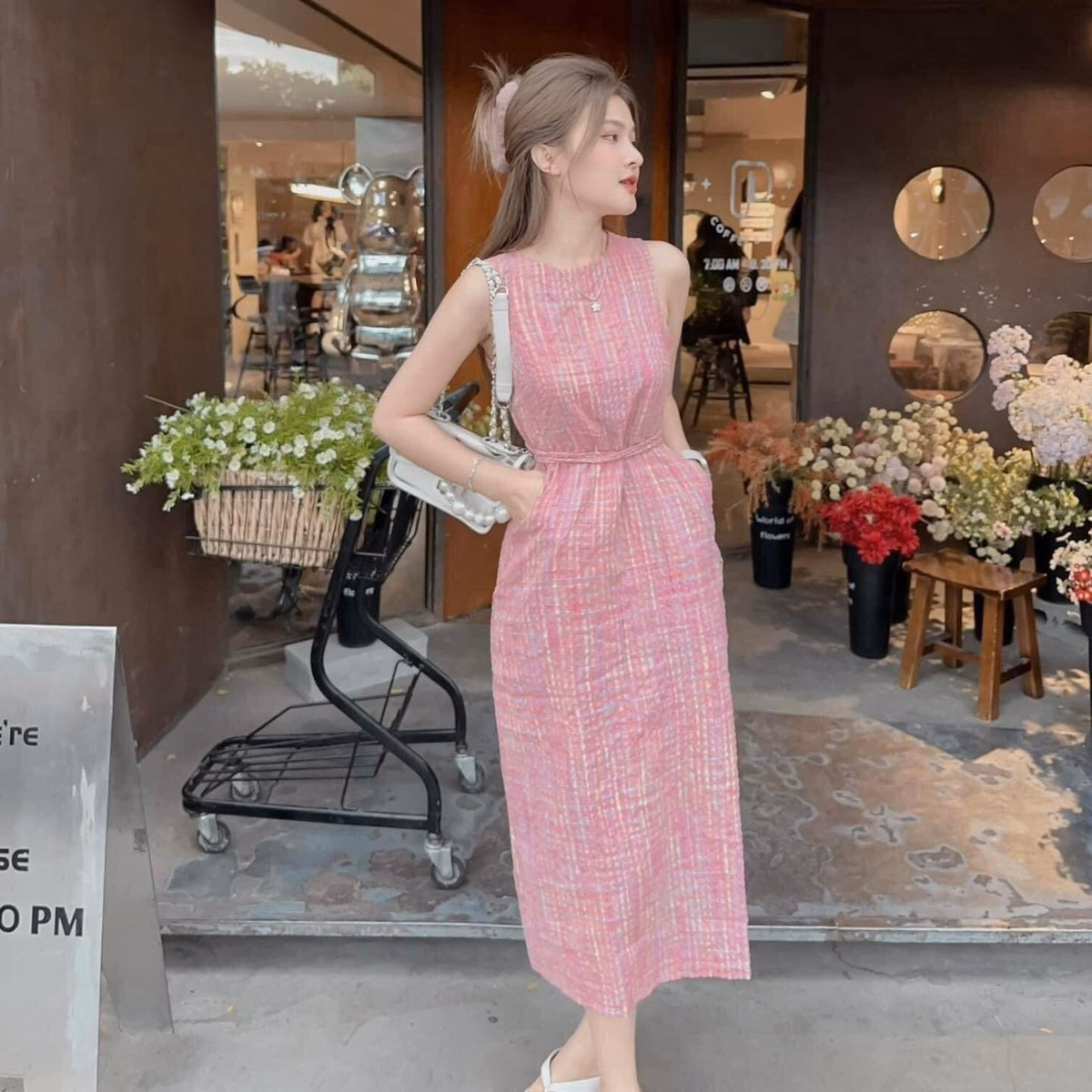 Đầm Váy Nữ Đũi Sọc Sát Nách Form Dài Bt789 - Nana House - Ảnh 3