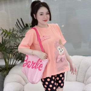 Set Bộ Đồ Nữ Áo Họa Tiết Hình Gấu Phối Quần Ngố Chấm Bi Sa828 - Sam Store