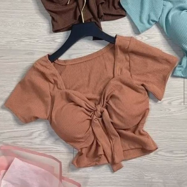 Áo Croptop Có Đem Mút Ngực Thắt Nơ - Ảnh 6