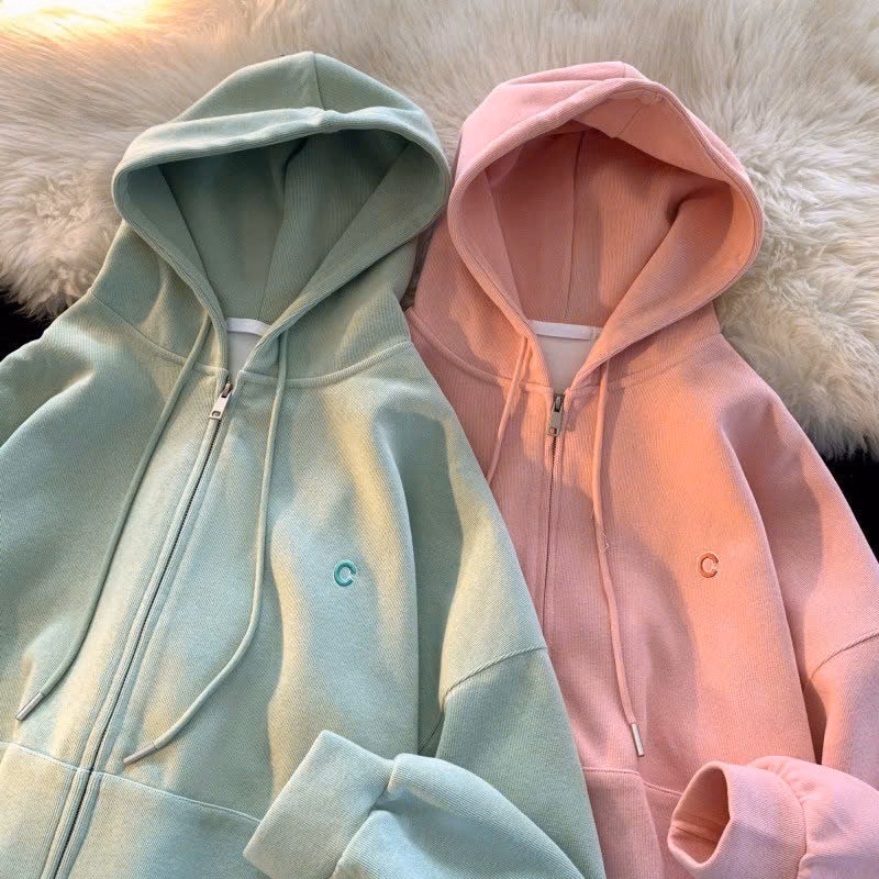 Áo Khoác Nỉ Hoodie Nữ Với Dáng Kiểu Khóa Zip Có In Chữ C Bao Đẹp Chất Liệu Nỉ Bông Dày Dặn Có Mũ Trùm Đầu Có 2 Lớp Cực Đẹp Áo Đẹp Hàng Hot Trend-Htm Fashion - Ảnh 2