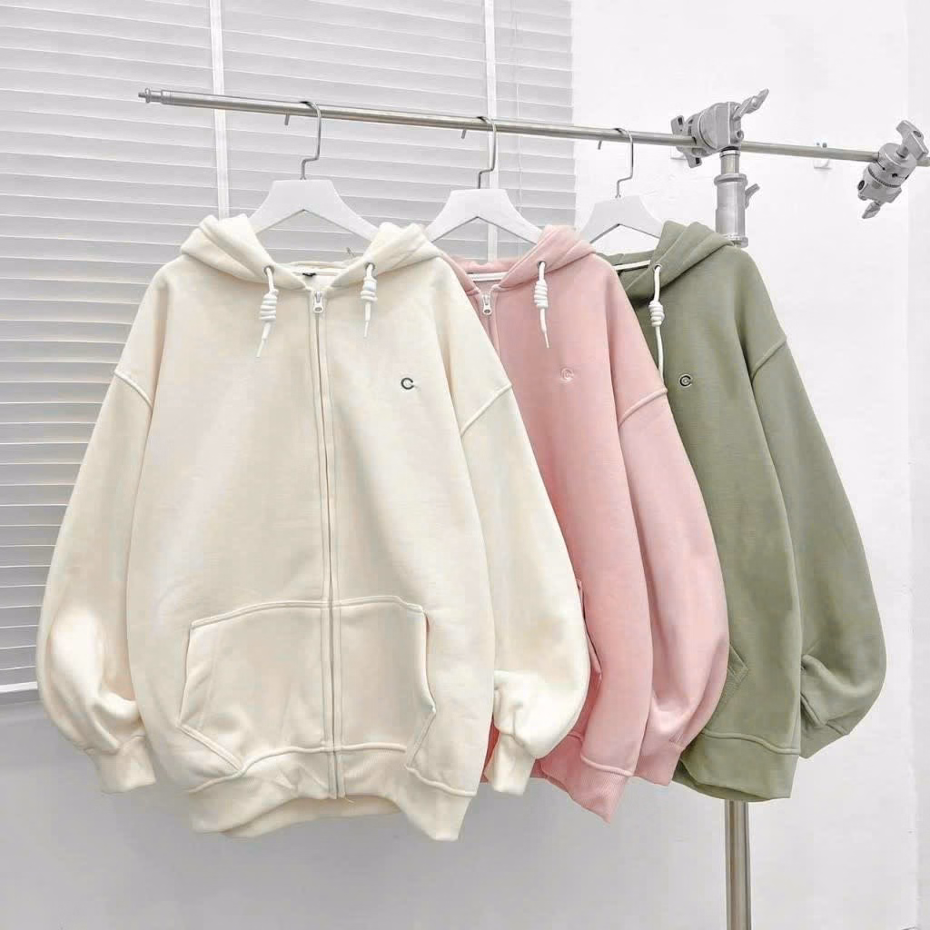 Áo Khoác Nỉ Hoodie Nữ Với Dáng Kiểu Khóa Zip Có In Chữ C Bao Đẹp Chất Liệu Nỉ Bông Dày Dặn Có Mũ Trùm Đầu Có 2 Lớp Cực Đẹp Áo Đẹp Hàng Hot Trend-Htm Fashion