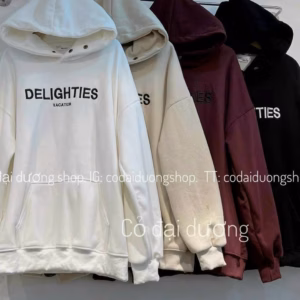 Áo Khoác Hoodie Nỉ Nam Nữ Có In Chữ Delighties Bao Sắc Nét Với Chất Liệu Vải Nỉ Siêu Dày Dặn Và Mềm Mịn Ở Cổ Có Nút Bấm Cao Cấp Áo Mẫu Mới Áo Đẹp Hàng Hot Trend-Htm Fashion