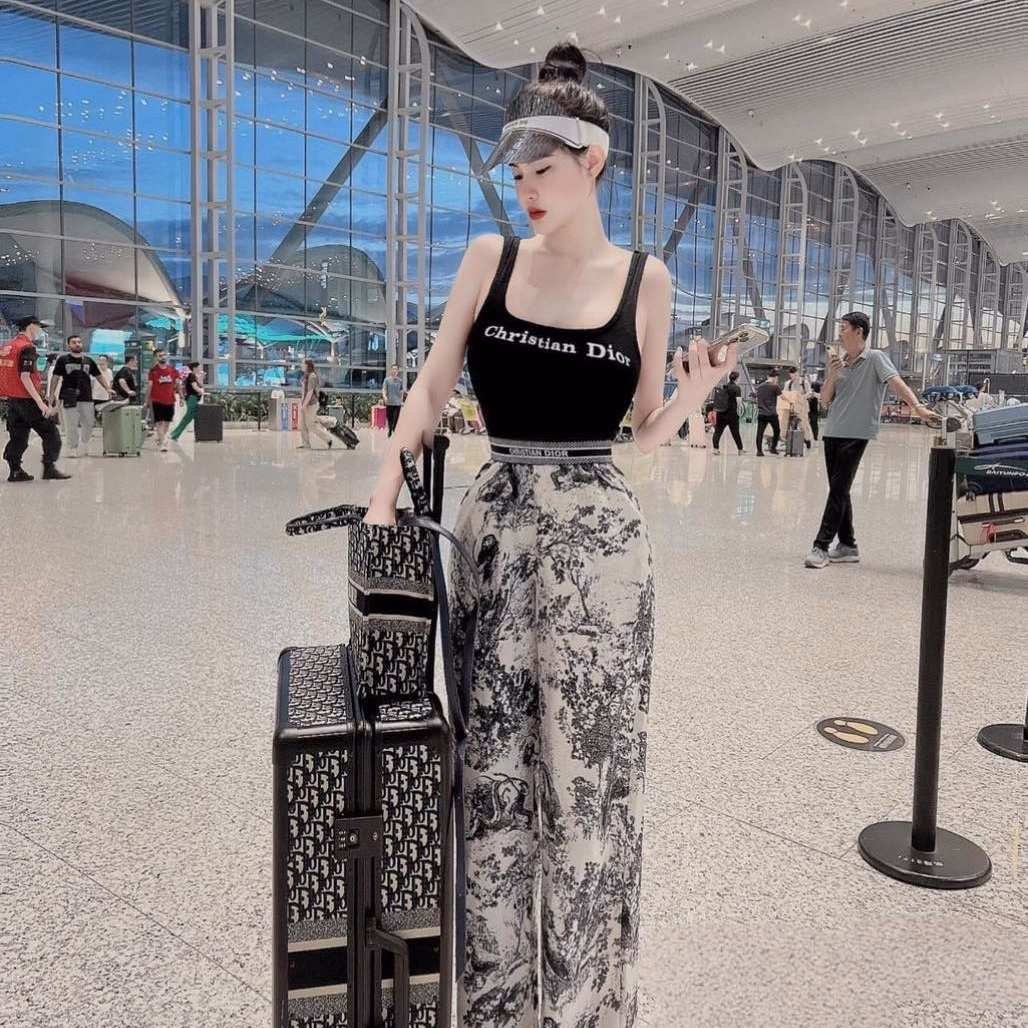 Set Bộ Đồ Nữ Thun Tăm Lạnh In 3D Áo Balo Phối Quần Dài Ống Rộng Sa848 - Sam Store