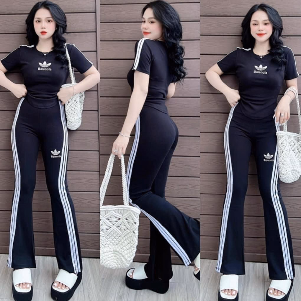 Set Bộ Đồ Nữ Thun Tăm Gân Belencia Áo Crotop Phối Quần Dài Ống Loe Sa760 - Sam Store - Ảnh 4