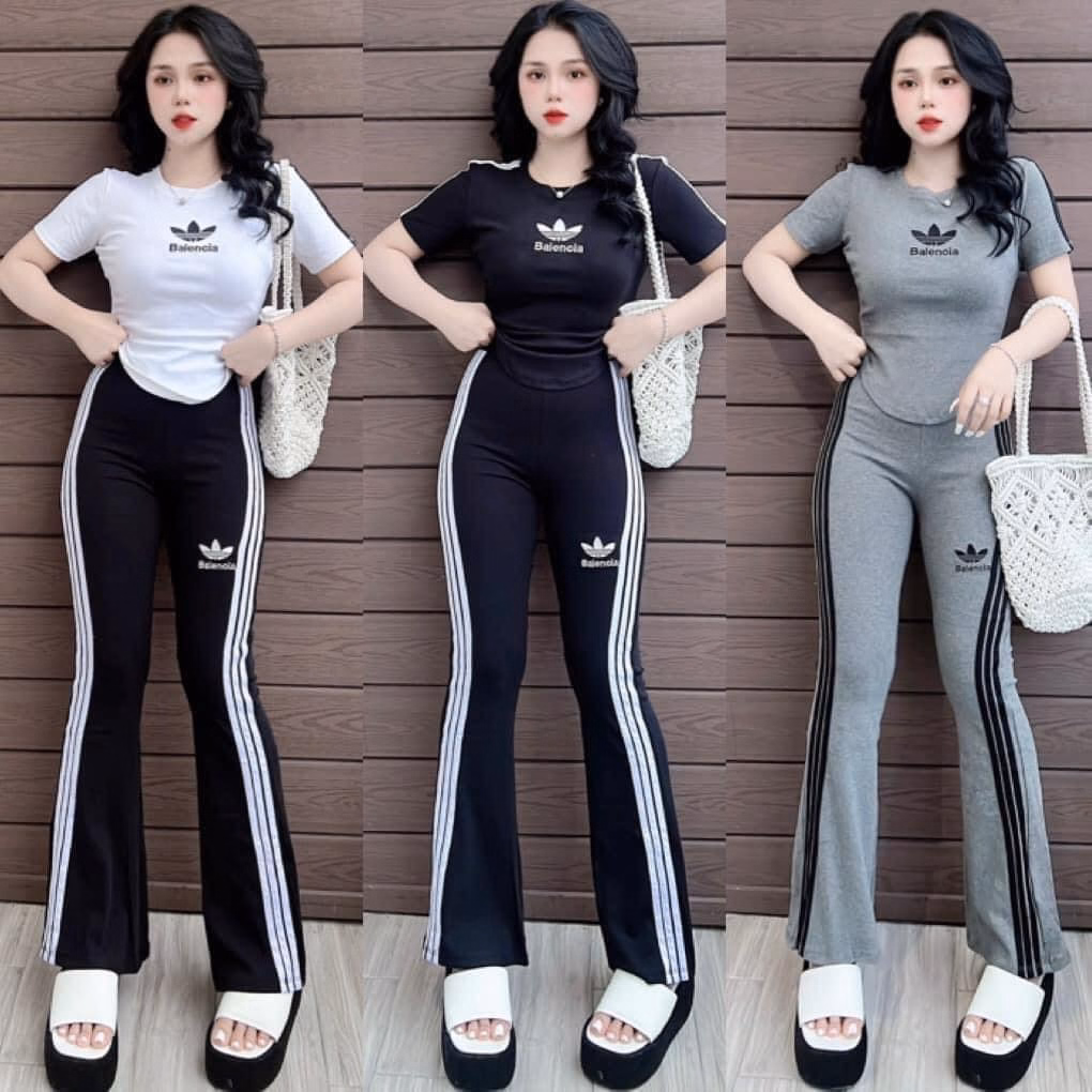 Set Bộ Đồ Nữ Thun Tăm Gân Belencia Áo Crotop Phối Quần Dài Ống Loe Sa760 - Sam Store