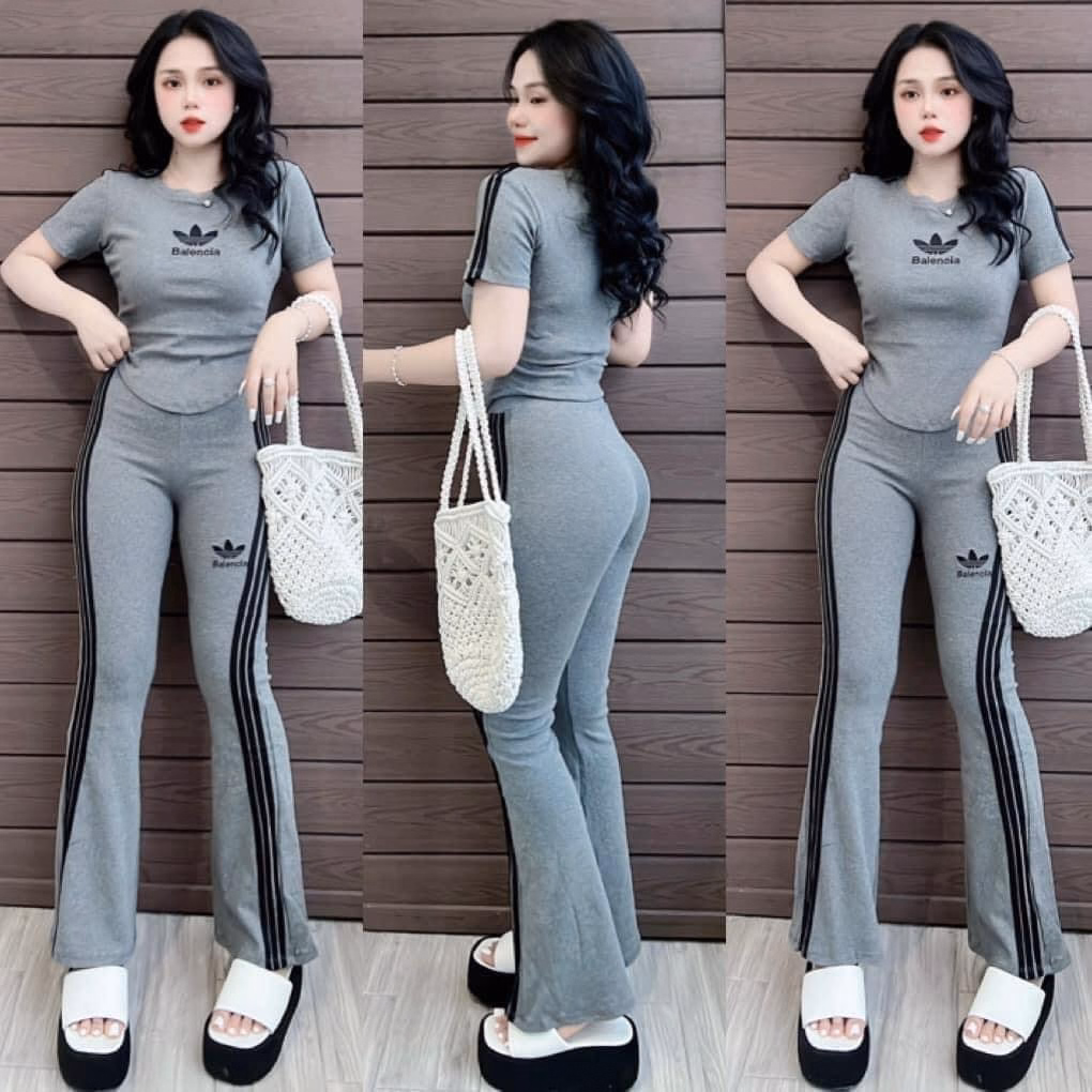 Set Bộ Đồ Nữ Thun Tăm Gân Belencia Áo Crotop Phối Quần Dài Ống Loe Sa760 - Sam Store - Ảnh 3