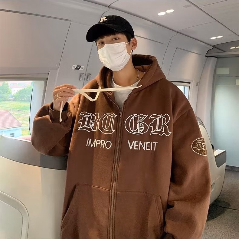 Áo Khoác Nỉ Dây Kéo Thêu Chữ Impro Form Rộng Nam Nữ Đều Mặc Được Tp67 - Golden Dream - Ảnh 4