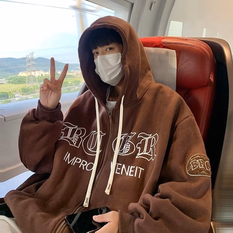 Áo Khoác Nỉ Dây Kéo Thêu Chữ Impro Form Rộng Nam Nữ Đều Mặc Được Tp67 - Golden Dream - Ảnh 3